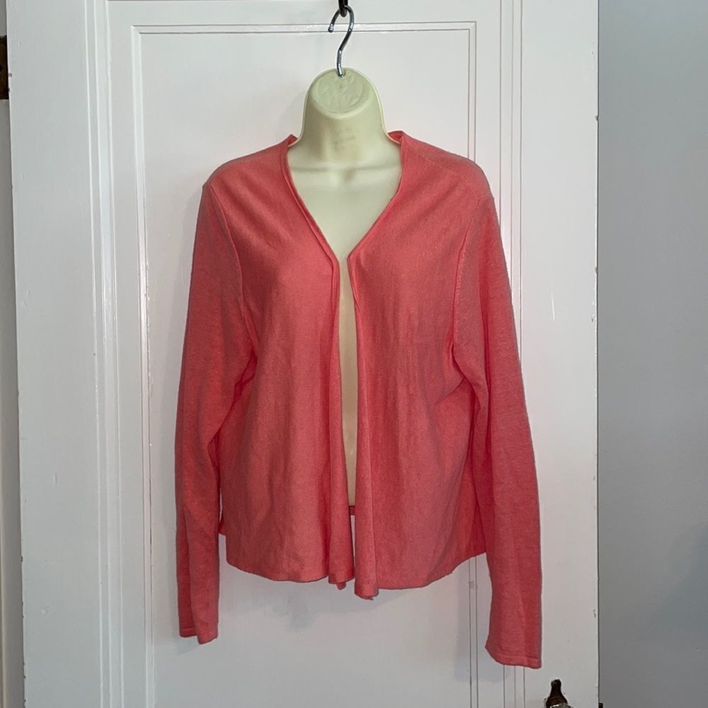 J. Jill salmon pink thin open front cardigan